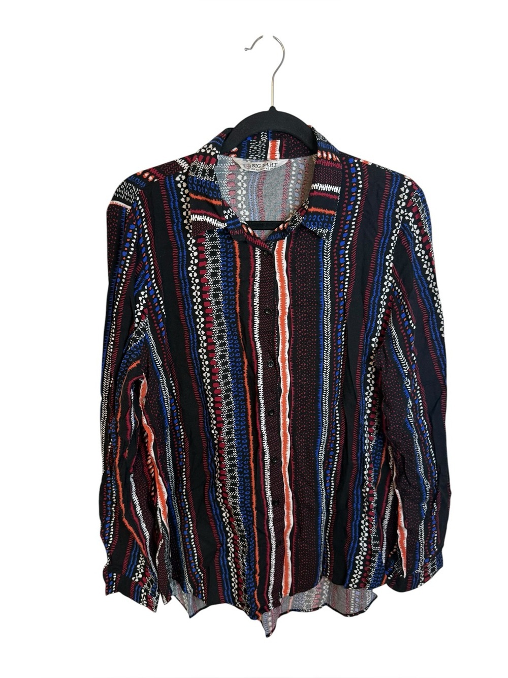 Big Dart Multicolor Boho Striped Oversized Button Down